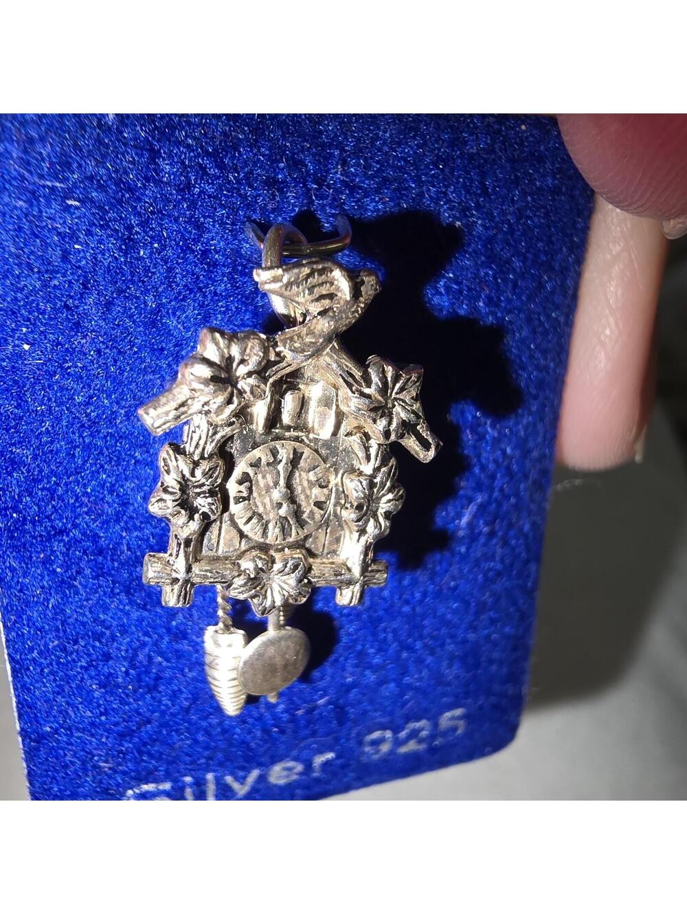 Vintage Sterling Silver Mechanical Cuckoo Clock Charm Movable Pendulum .925